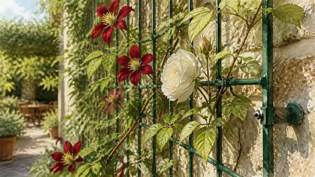 Bois, métal ou synthétique : quel treillis pour plantes grimpantes selon la plante et l’espace ?