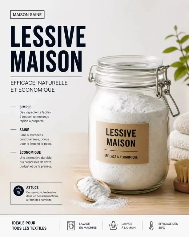 Bocal de lessive maison en poudre avec cuillère de dosage