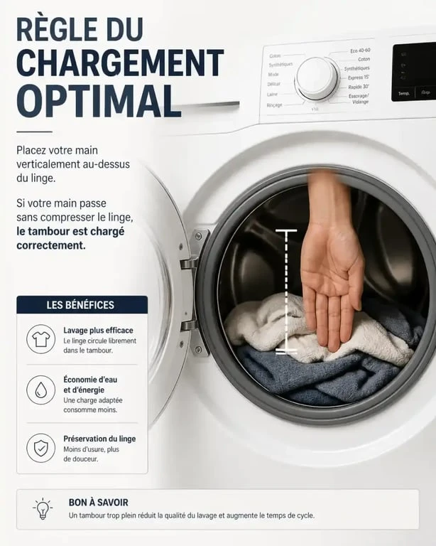 Règle de chargement de la machine pour une lessive pour blanc efficace