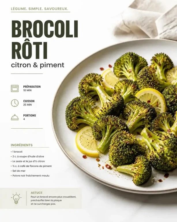 Recette de brocoli rôti au four en accompagnement