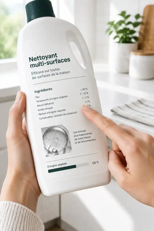 Lire l'étiquette d'un produit d'entretien naturel avant achat