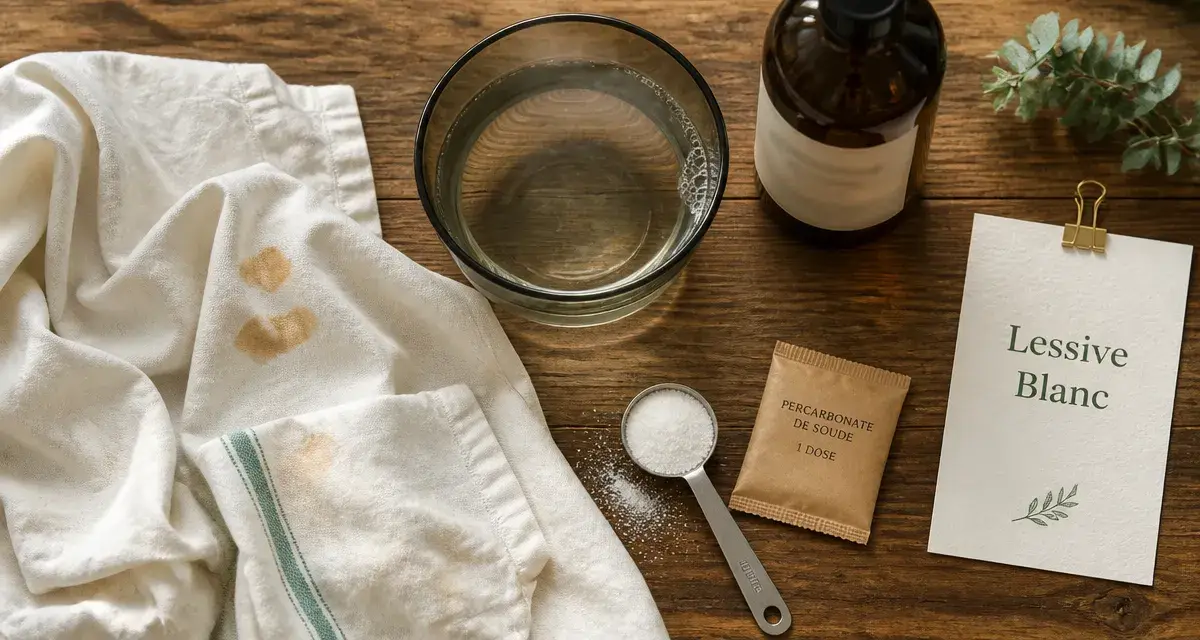 Lessive pour blanc pour vêtements gris : percarbonate et eau chaude