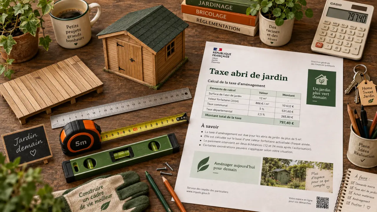Taxe abri de jardin : règles 2026 pour 5 m² et 1,80 m